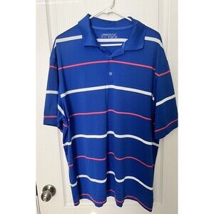 Nike Dri-Fit Golf Polo Shirt Size XL Blue Stripe Activewear Athleisure Relaxed